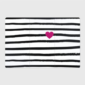 Магнитный плакат 3Х2 с принтом Сердце с полосками в Екатеринбурге, Полимерный материал с магнитным слоем | 6 деталей размером 9*9 см | любовь | милый | модный | полоски | розовый | семья | сердце | чёрный