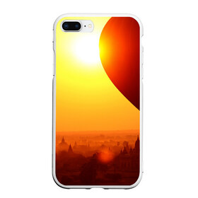 Чехол для iPhone 7Plus/8 Plus матовый с принтом Город в пустыне в Екатеринбурге, Силикон | Область печати: задняя сторона чехла, без боковых панелей | Тематика изображения на принте: закат | оранжевый | пустыня | солнце