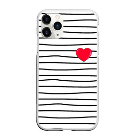 Чехол для iPhone 11 Pro Max матовый с принтом Полоски с сердцем в Екатеринбурге, Силикон |  | Тематика изображения на принте: любовь | милый | модный | полоски | розовый | семья | сердце | чёрный