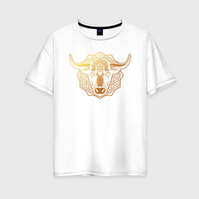 Женская футболка хлопок Oversize с принтом бык в Екатеринбурге, 100% хлопок | свободный крой, круглый ворот, спущенный рукав, длина до линии бедер
 | 2021 | бык | год быка | год коровы | новый год | символ года