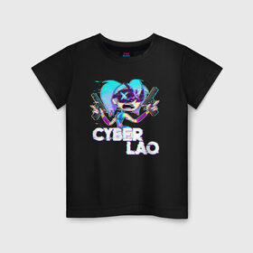 Детская футболка хлопок с принтом Cyber Lao в Екатеринбурге, 100% хлопок | круглый вырез горловины, полуприлегающий силуэт, длина до линии бедер | mc lao | mclao | бан | блогер | богатыри | лайрафортнайт | мельница | мслао