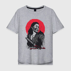 Мужская футболка хлопок Oversize с принтом Японский Воин Самурай в Екатеринбурге, 100% хлопок | свободный крой, круглый ворот, “спинка” длиннее передней части | art | blade | blood | illustration | japan | japanese | katana | mask | moon | ronin | samurai | sekiro | shogun | sword | tsushima | warrior | арт | в маске | иллюстрация | катана | кровавая | луна | мерч | меч | отступник | ронин | сегун |