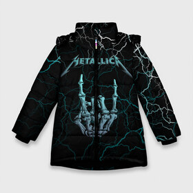 Зимняя куртка для девочек 3D с принтом Metallica в Екатеринбурге, ткань верха — 100% полиэстер; подклад — 100% полиэстер, утеплитель — 100% полиэстер. | длина ниже бедра, удлиненная спинка, воротник стойка и отстегивающийся капюшон. Есть боковые карманы с листочкой на кнопках, утяжки по низу изделия и внутренний карман на молнии. 

Предусмотрены светоотражающий принт на спинке, радужный светоотражающий элемент на пуллере молнии и на резинке для утяжки. | heavy metal | metalica | metallica | metallica лого | metallika | rock | лого металлики | логотип metallica | логотип металлики | метал | металика | металл | металлика | рок | тяжелый метал | хеви метал | хэви метал | хэви металл