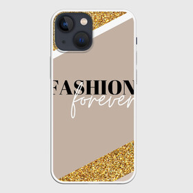 Чехол для iPhone 13 mini с принтом Мода навсегда в Екатеринбурге,  |  | fashion | блеск | гламур | золото | мода | навсегда | сияние