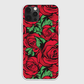 Чехол для iPhone 12 Pro Max с принтом Алые Розы в Екатеринбурге, Силикон |  | art | fashion | flora | floral | flower | flowers | garden | illustration | red | rose | thorns | арт | букет | бутоны | иллюстрация | красные | лепестки | листья | мода | растения | рисунок | роза | сад | сочные | тренд | флора | флорист | флор