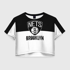 Женская футболка Crop-top 3D с принтом Бруклирн в Екатеринбурге, 100% полиэстер | круглая горловина, длина футболки до линии талии, рукава с отворотами | brooklyn | nba | америка | баскетбол | бруклирн | нба | нью йорк | спорт