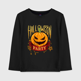 Детский лонгслив хлопок с принтом HALLOWEEN PARTY в Екатеринбурге, 100% хлопок | круглый вырез горловины, полуприлегающий силуэт, длина до линии бедер | halloween | party | вечеринка | ночь | тыква | ужас | хэллоуин | хэлоуин