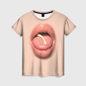 Женская футболка 3D с принтом КУКОЛЬНАЯ РУКА в Екатеринбурге, 100% полиэфир ( синтетическое хлопкоподобное полотно) | прямой крой, круглый вырез горловины, длина до линии бедер | doll | girl | hand | lips | mouth | tongue | губы | девушка | кукла | рот | рука | язык