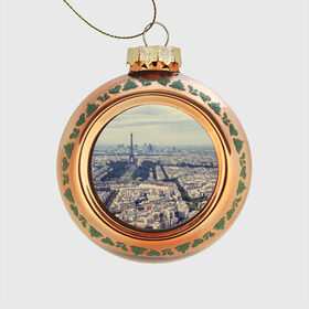 Стеклянный ёлочный шар с принтом Париж в Екатеринбурге, Стекло | Диаметр: 80 мм | город | париж | улицы города | франция | эйфелевая башня