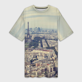 Платье-футболка 3D с принтом Париж в Екатеринбурге,  |  | город | париж | улицы города | франция | эйфелевая башня