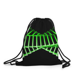 Рюкзак-мешок 3D с принтом Неоновые квадраты в Екатеринбурге, 100% полиэстер | плотность ткани — 200 г/м2, размер — 35 х 45 см; лямки — толстые шнурки, застежка на шнуровке, без карманов и подкладки | абстракция | зеленый квадрат | квадрат | неоновый квадрат | прямоугольник
