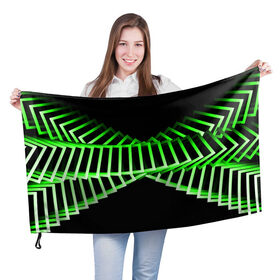 Флаг 3D с принтом Неоновые квадраты в Екатеринбурге, 100% полиэстер | плотность ткани — 95 г/м2, размер — 67 х 109 см. Принт наносится с одной стороны | абстракция | зеленый квадрат | квадрат | неоновый квадрат | прямоугольник