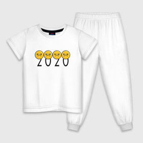 Детская пижама хлопок с принтом 2020 (Z) в Екатеринбурге, 100% хлопок |  брюки и футболка прямого кроя, без карманов, на брюках мягкая резинка на поясе и по низу штанин
 | 2020 | 2020 год | 2020год | emoji | smail | smile | the end | апокалипсис | взрыв | год | конец света | мордочка | негатив | рожица | смаил | смайл | улыбка | эмоджи | ядерный взрыв