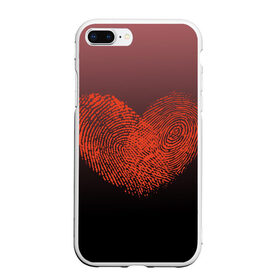 Чехол для iPhone 7Plus/8 Plus матовый с принтом Сердце из отпечатков пальцев в Екатеринбурге, Силикон | Область печати: задняя сторона чехла, без боковых панелей | влюбленные | вместе | градиент | линии судьбы | любовь | он и она | отпечатки пальцев | пальчики | признание | сердце | следы