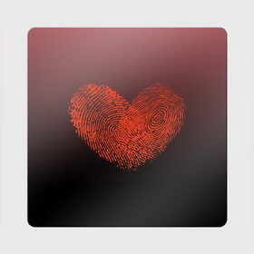 Магнит виниловый Квадрат с принтом Сердце из отпечатков пальцев в Екатеринбурге, полимерный материал с магнитным слоем | размер 9*9 см, закругленные углы | влюбленные | вместе | градиент | линии судьбы | любовь | он и она | отпечатки пальцев | пальчики | признание | сердце | следы