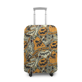 Чехол для чемодана 3D с принтом Хэллоуин в Екатеринбурге, 86% полиэфир, 14% спандекс | двустороннее нанесение принта, прорези для ручек и колес | art | background | candy | halloween | pumpkin | star | texture | арт | звезда | конфеты | текстура | тыква | фон | хэллоуин | хэлуин