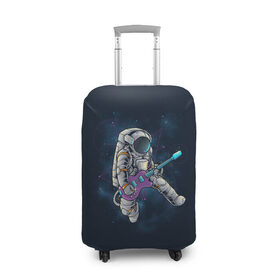 Чехол для чемодана 3D с принтом Космонавт с гитарой в Екатеринбурге, 86% полиэфир, 14% спандекс | двустороннее нанесение принта, прорези для ручек и колес | арт | астронавт | гитара | гитарист | звезда | звёзды | космонавт | космос | ночь | рисунок | скафандр