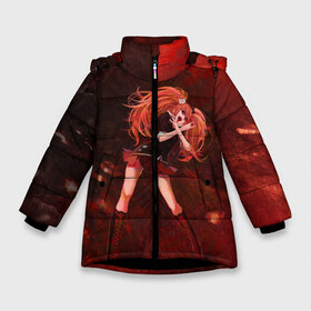 Зимняя куртка для девочек 3D с принтом Джунко Эношима в Екатеринбурге, ткань верха — 100% полиэстер; подклад — 100% полиэстер, утеплитель — 100% полиэстер. | длина ниже бедра, удлиненная спинка, воротник стойка и отстегивающийся капюшон. Есть боковые карманы с листочкой на кнопках, утяжки по низу изделия и внутренний карман на молнии. 

Предусмотрены светоотражающий принт на спинке, радужный светоотражающий элемент на пуллере молнии и на резинке для утяжки. | danganronpa | enoshima | enoshima junko | junko | аниме | данганронпа | джунко | джунко эношима | злодейка | эношима