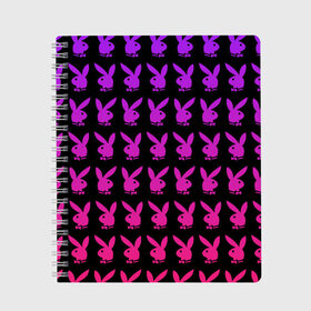 Тетрадь с принтом playboy в Екатеринбурге, 100% бумага | 48 листов, плотность листов — 60 г/м2, плотность картонной обложки — 250 г/м2. Листы скреплены сбоку удобной пружинной спиралью. Уголки страниц и обложки скругленные. Цвет линий — светло-серый
 | black | pink | playboy | violet | плейбой | розовый | фиолетовый. | черный