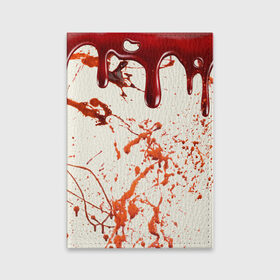 Обложка для паспорта матовая кожа с принтом Стекающая кровь в Екатеринбурге, натуральная матовая кожа | размер 19,3 х 13,7 см; прозрачные пластиковые крепления | 2020 | blood | halloween | капли | кровавый | кровь | пятна | следы | стекающая | хэллоуин | хэлоуин