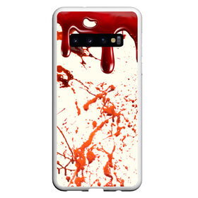 Чехол для Samsung Galaxy S10 с принтом Стекающая кровь в Екатеринбурге, Силикон | Область печати: задняя сторона чехла, без боковых панелей | 2020 | blood | halloween | капли | кровавый | кровь | пятна | следы | стекающая | хэллоуин | хэлоуин