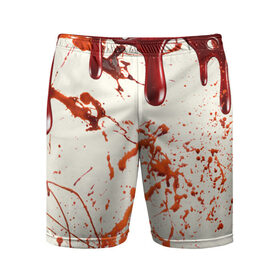 Мужские шорты спортивные с принтом Стекающая кровь в Екатеринбурге,  |  | Тематика изображения на принте: 2020 | blood | halloween | капли | кровавый | кровь | пятна | следы | стекающая | хэллоуин | хэлоуин