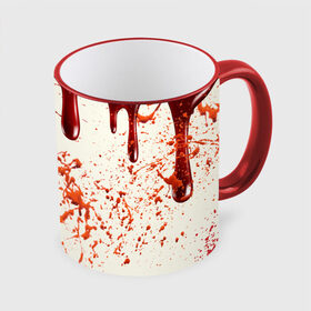Кружка с принтом Стекающая кровь в Екатеринбурге, керамика | ёмкость 330 мл | 2020 | blood | halloween | капли | кровавый | кровь | пятна | следы | стекающая | хэллоуин | хэлоуин