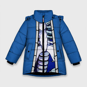 Зимняя куртка для девочек 3D с принтом КУРТКА САНСА (SANS) в Екатеринбурге, ткань верха — 100% полиэстер; подклад — 100% полиэстер, утеплитель — 100% полиэстер. | длина ниже бедра, удлиненная спинка, воротник стойка и отстегивающийся капюшон. Есть боковые карманы с листочкой на кнопках, утяжки по низу изделия и внутренний карман на молнии. 

Предусмотрены светоотражающий принт на спинке, радужный светоотражающий элемент на пуллере молнии и на резинке для утяжки. | Тематика изображения на принте: sans | undertale | андертале | андертейл | игра | куртка sans | куртка санса | подземная история | подземная сказка | санс | ундертале