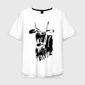 Мужская футболка хлопок Oversize с принтом бык нарисованный в Екатеринбурге, 100% хлопок | свободный крой, круглый ворот, “спинка” длиннее передней части | 2021 | бык | год быка | год коровы | новый год | символ года