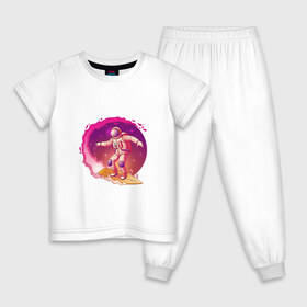 Детская пижама хлопок с принтом Поймай космическую волну в Екатеринбурге, 100% хлопок |  брюки и футболка прямого кроя, без карманов, на брюках мягкая резинка на поясе и по низу штанин
 | Тематика изображения на принте: арт | астронавт | волна | звезда | звёзды | космический отдых | космический сёрфинг | космонавт | космос | ночь | поймай волну | рисунок | сёрфинг | скафандр