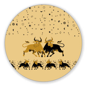 Коврик для мышки круглый с принтом год быка в Екатеринбурге, резина и полиэстер | круглая форма, изображение наносится на всю лицевую часть | 2021 | бык | год быка | год коровы | новый год | символ года