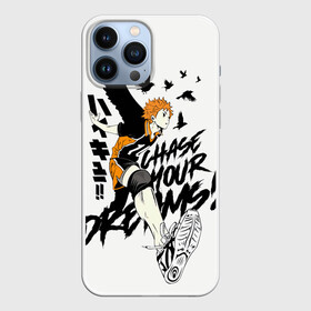 Чехол для iPhone 13 Pro Max с принтом HAIKYUU Chase Your Dreams в Екатеринбурге,  |  | Тематика изображения на принте: haikyu | haikyuu | hinata shoe | kageyama | karasuno | manga | nekoma | аниме | волейбол | кагеяма тобие | карасуно | манга | некома | тсукешима | хайку | хината шо | шое