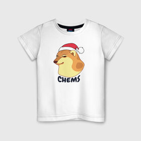 Детская футболка хлопок с принтом Новогодний Чимс в Екатеринбурге, 100% хлопок | круглый вырез горловины, полуприлегающий силуэт, длина до линии бедер | chemps | chems | doge | dogo | дог | доге | доке и чимс | чимс | чимс доге