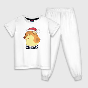Детская пижама хлопок с принтом Новогодний Чимс в Екатеринбурге, 100% хлопок |  брюки и футболка прямого кроя, без карманов, на брюках мягкая резинка на поясе и по низу штанин
 | chemps | chems | doge | dogo | дог | доге | доке и чимс | чимс | чимс доге