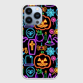 Чехол для iPhone 13 Pro с принтом Halloween в Екатеринбурге,  |  | 31 октября | halloween | halowen | ведьма | день всех святых | джек | костюм | кровь | лого | монстр | надпись | праздник | приведение | призрак | светильник | символ | страшная | тыква | ужасы | хеллоуин | хеллуин