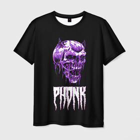 Мужская футболка 3D с принтом Phonk в Екатеринбурге, 100% полиэфир | прямой крой, круглый вырез горловины, длина до линии бедер | hip | hip hop | hop | phonk | rap | skull | рэп | фонк | хип | хип хоп | хоп | череп
