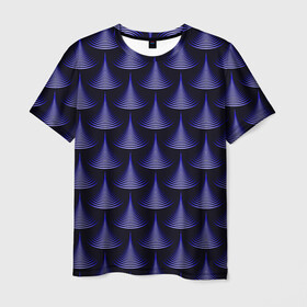 Мужская футболка 3D с принтом Scales в Екатеринбурге, 100% полиэфир | прямой крой, круглый вырез горловины, длина до линии бедер | abstraction | illusion | pattern | purple | scales | shapes | shimmer | texture | waves | абстракция | волны | иллюзия | паттерн | переливаеться | текстура | фиолетовый | формы | чешуя