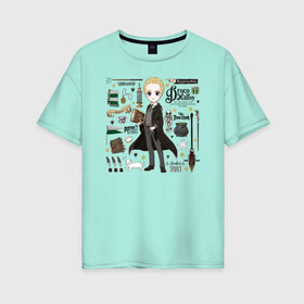 Женская футболка хлопок Oversize с принтом Драко в Екатеринбурге, 100% хлопок | свободный крой, круглый ворот, спущенный рукав, длина до линии бедер
 | draco malfoy | harry potter | vdzabma | гарри поттер | драко малфой | дрейко малфой
