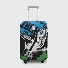 Чехол для чемодана 3D с принтом Узбекистан в Екатеринбурге, 86% полиэфир, 14% спандекс | двустороннее нанесение принта, прорези для ручек и колес | eagle | flag | raster | republic | uzbekistan | орел | растр | республика | узбекистан | флаг