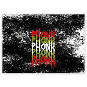 Поздравительная открытка с принтом PHONK в Екатеринбурге, 100% бумага | плотность бумаги 280 г/м2, матовая, на обратной стороне линовка и место для марки
 | Тематика изображения на принте: drift | memphis | music | phonk | phonk drift | phonk drift music | phonk edition | phonk mix | phonk music | phonk radio | phonk remix | trap | музыка для дрифта | пхонк | фонк | фонк дрифт | фонк рэп