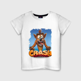 Детская футболка хлопок с принтом Crash Bandicoot Red Logo | Крэш Бандикут (Z) в Екатеринбурге, 100% хлопок | круглый вырез горловины, полуприлегающий силуэт, длина до линии бедер | aku aku | bandicoot | cortex | crash | crash bandicoot | dr. neo cortex | naughty dog | tornado spin | бандикут | кортекс | крэш | тавна