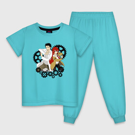 Детская пижама хлопок с принтом Врата Штейна в Екатеринбурге, 100% хлопок |  брюки и футболка прямого кроя, без карманов, на брюках мягкая резинка на поясе и по низу штанин
 | makise kurisu | rintarou | steins gate | акихабара | аниме герои | анимешник | гений | курису макисэ | логотипы аниме | макисе | маюри сиина | мультсериал | мультфильм | наука | парень и девушка | ринтаро окабэ