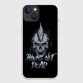 Чехол для iPhone 13 с принтом PUNKS NOT DEAD в Екатеринбурге,  |  | anarchy | dead | musick | punk | rock | skull | анархия | музыка | панк | рок | череп