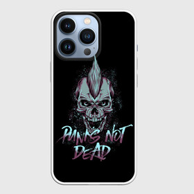 Чехол для iPhone 13 Pro с принтом PUNKS NOT DEAD в Екатеринбурге,  |  | Тематика изображения на принте: anarchy | dead | musick | punk | rock | skull | анархия | музыка | панк | рок | череп