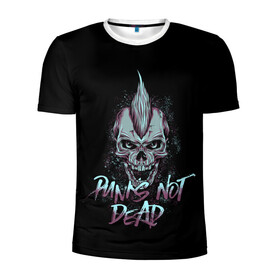 Мужская футболка 3D спортивная с принтом PUNKS NOT DEAD в Екатеринбурге, 100% полиэстер с улучшенными характеристиками | приталенный силуэт, круглая горловина, широкие плечи, сужается к линии бедра | anarchy | dead | musick | punk | rock | skull | анархия | музыка | панк | рок | череп