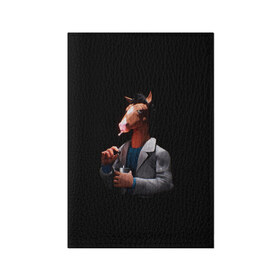 Обложка для паспорта матовая кожа с принтом Конь БоДжек в Екатеринбурге, натуральная матовая кожа | размер 19,3 х 13,7 см; прозрачные пластиковые крепления | bojack horseman | бо | бо джек | говорящий конь | джек | диана | кентавр | кони | конь | конь бо джек | мистер подхвост | мульт | мультфильм | тодд