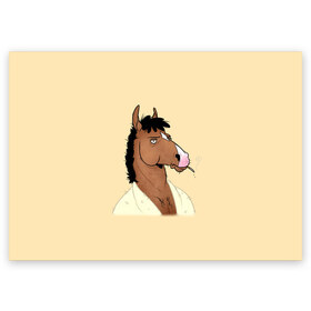 Поздравительная открытка с принтом Конь БоДжек в Екатеринбурге, 100% бумага | плотность бумаги 280 г/м2, матовая, на обратной стороне линовка и место для марки
 | bojack horseman | бо | бо джек | говорящий конь | джек | диана | кентавр | кони | конь | конь бо джек | мистер подхвост | мульт | мультфильм | тодд