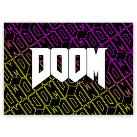 Поздравительная открытка с принтом DOOM / ДУМ в Екатеринбурге, 100% бумага | плотность бумаги 280 г/м2, матовая, на обратной стороне линовка и место для марки
 | bfg | brutal | doom | eternal | ethernal | game | games | logo | дум | игра | игры | лого | логотип | логотипы | символ | символы | этернал