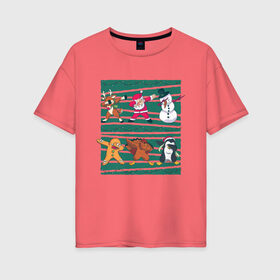 Женская футболка хлопок Oversize с принтом Christmas Dub в Екатеринбурге, 100% хлопок | свободный крой, круглый ворот, спущенный рукав, длина до линии бедер
 | 