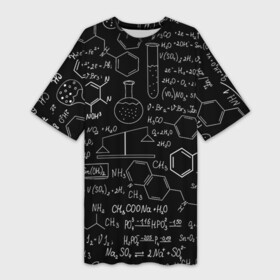 Платье-футболка 3D с принтом Химические Формулы в Екатеринбурге,  |  | атом | буквы | молекула | подарок | учителю | физика | формулы | химичке | химия | цифры